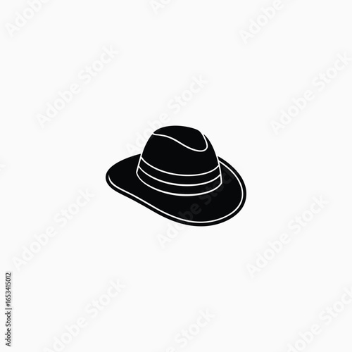 Black Fedora Hat Silhouette on White Background fashion