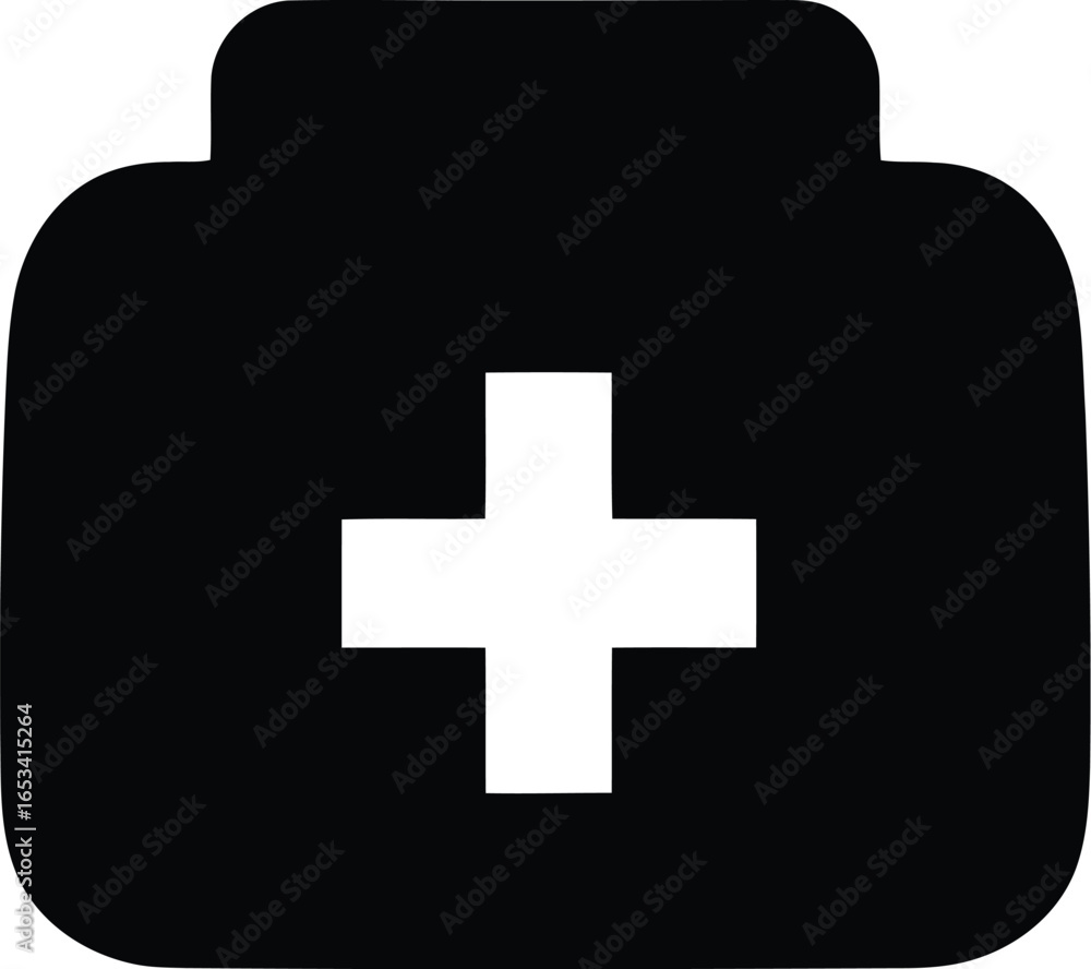 Fototapeta premium Black first aid kit icon isolated on transparent background