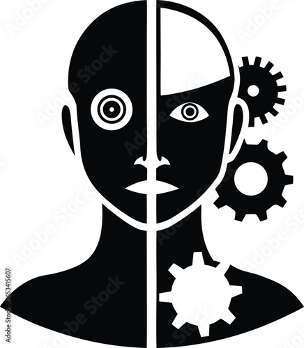 Human Robot Hybrid Head Icon