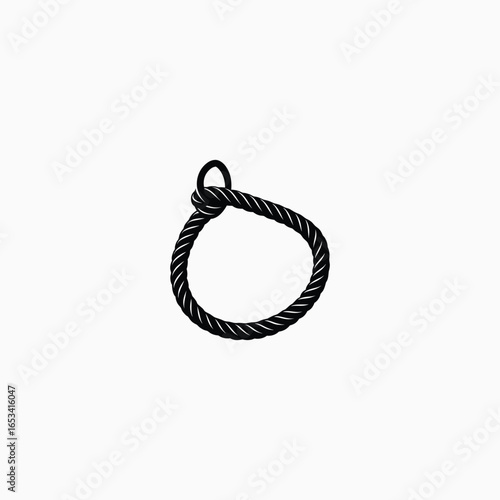 Black silhouette of a knotted rope loop cord string