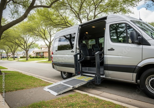 Accessible van with wheelchair lift open