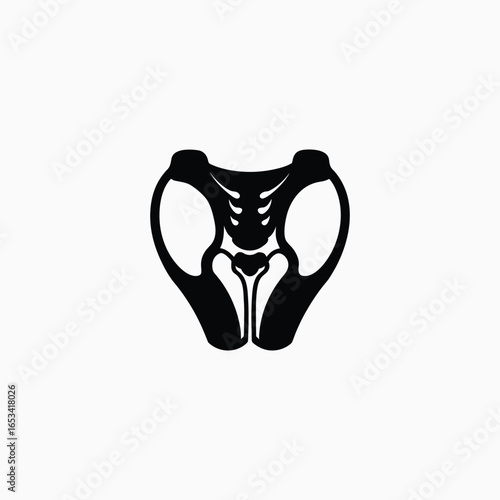 Stylized silhouette of human pelvis skeleton bones