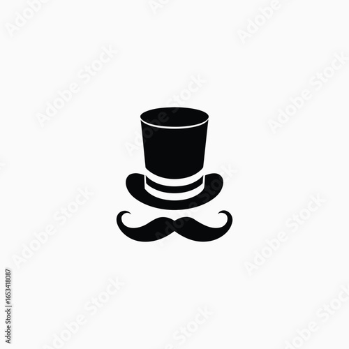 Top hat and mustache silhouette gentleman dandy