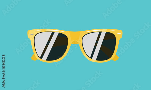 yellow glasses with light from above on blue background suitable for summer and holiday design eps 8