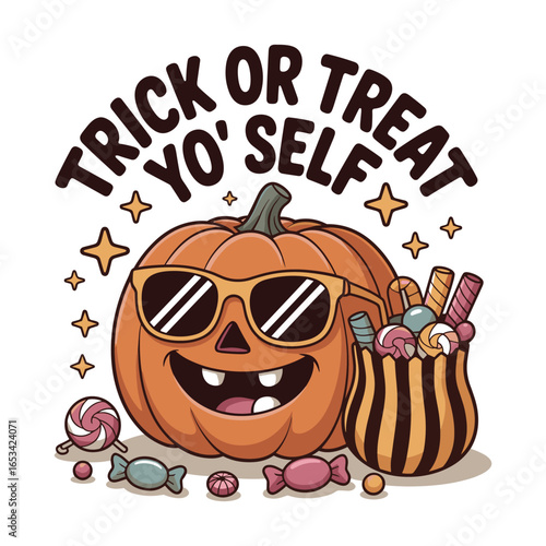 trick or treat yo self helloween t shirt design