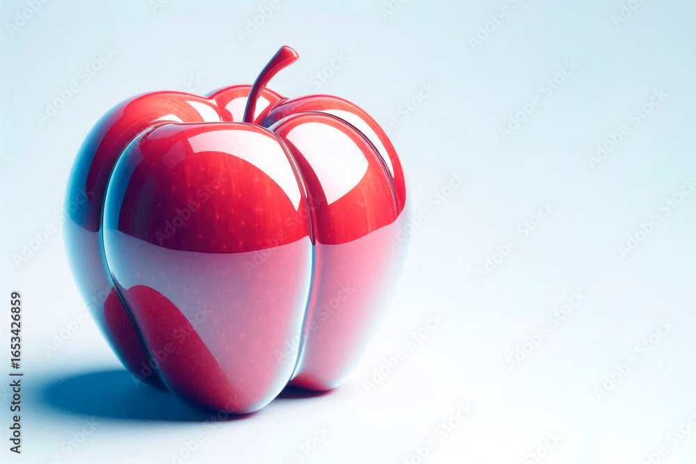 Obraz premium An apple in the shape of a bell pepper. Space for text.