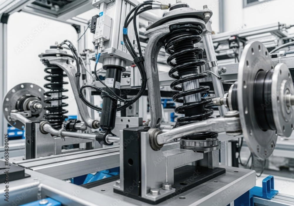 Car suspension system on assembly line Car suspension system on assembly line