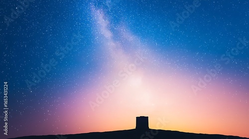 Wallpaper Mural Silhouette of a structure beneath a vibrant milky way galaxy Torontodigital.ca