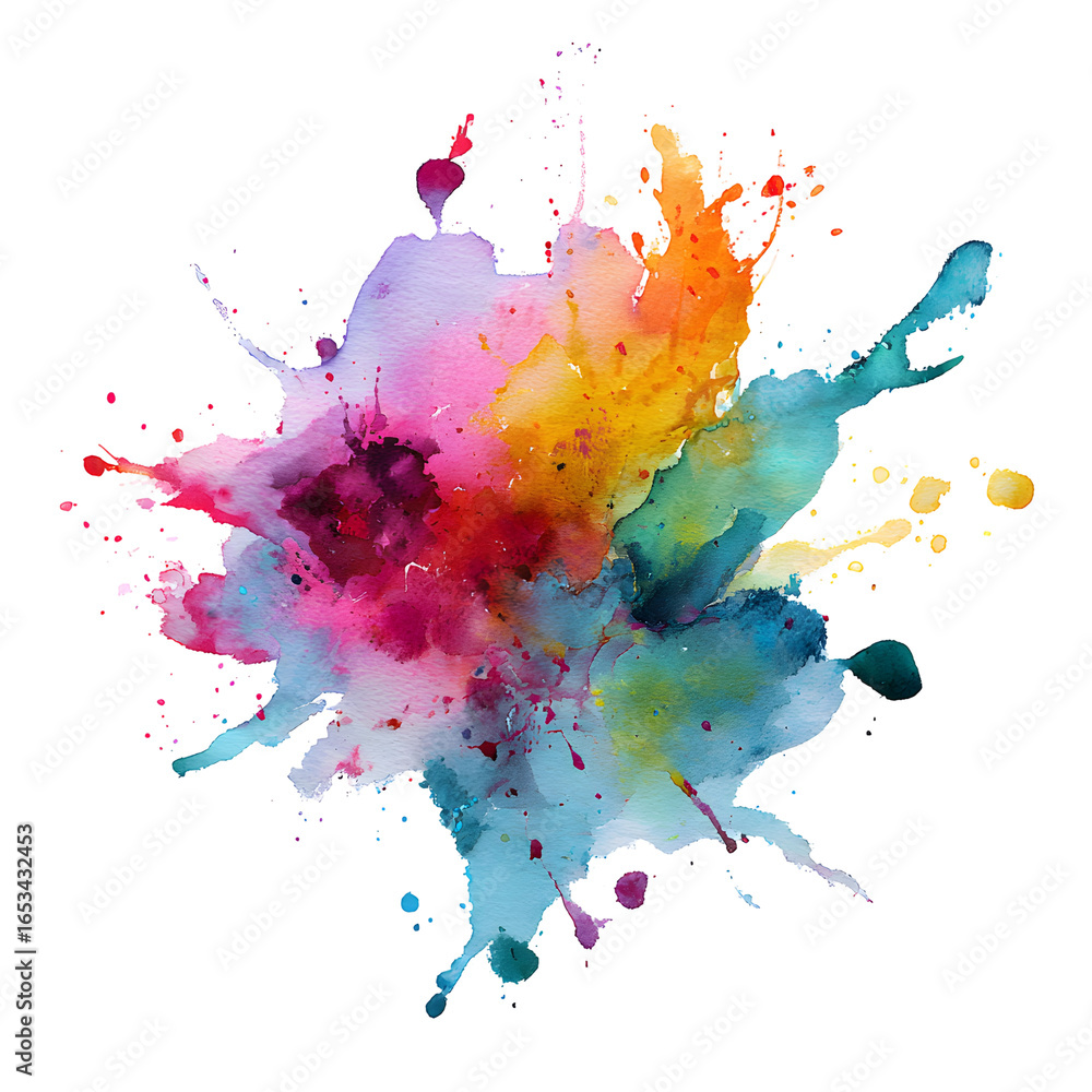 Fototapeta premium Watercolor Splash PNG – Artistic Paint Blot with Transparent Background for Creative Design