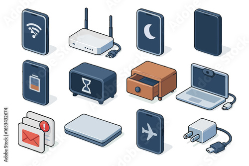 Icons laptop no icon digital airplane vector notifications drawer webcam detox mode