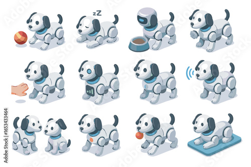 Rest obstacle vector play robot ai icon avoidance fetch command mood pet