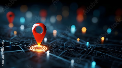 Glowing Light Geolocation Map Marker Local Business