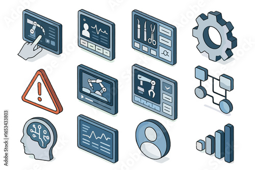 Interface window notifications surgery calibration screen profile vector system control remote chart