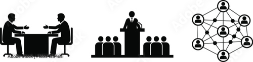 Silhouettes Representing Hiring, Interviewing, and Professional Networking
