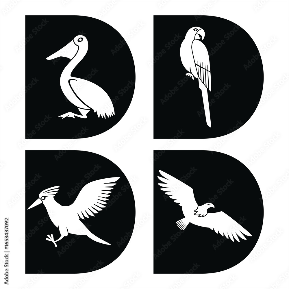 Bird Creative D letter logo design icon Bird Creative D letter logo design icon