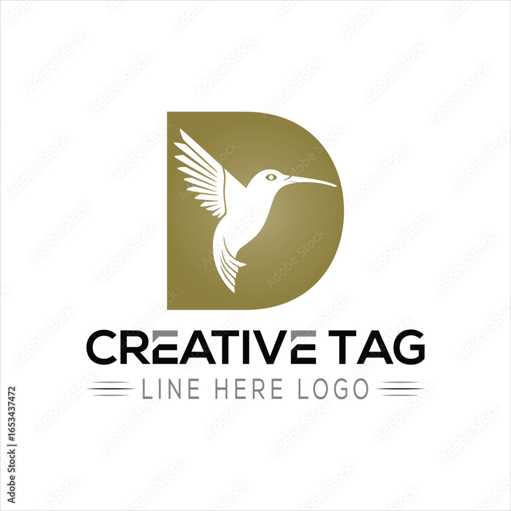 Obraz premium Bird Creative D letter logo design icon