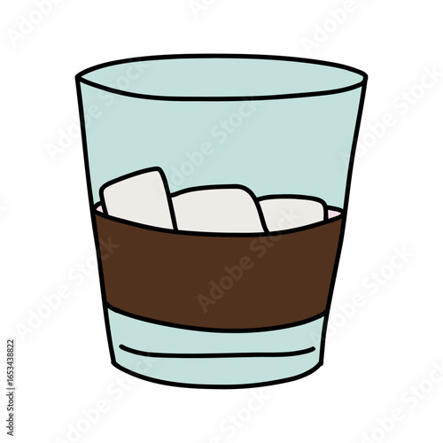 Shot of Scotch in a Whisky Glass with Ice