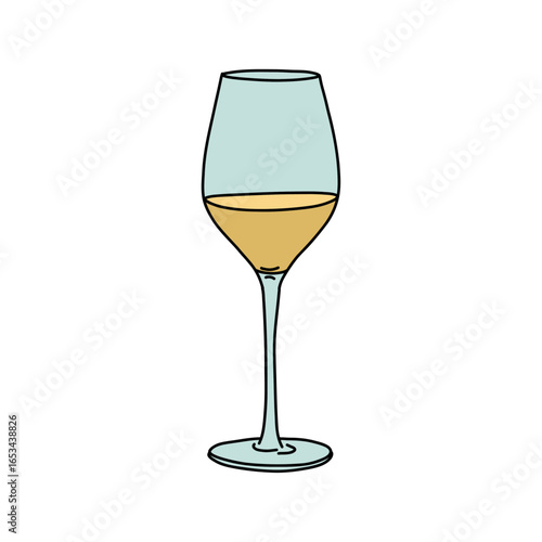 Vector Icon Illustration of a White Wine in a Glass