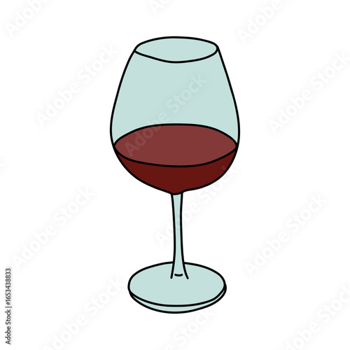 Vector Icon Illustration of a Red Wine in a Glass