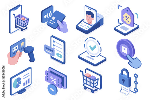 Payment cart checkout augmented icon shopping loyalty icons billing card breakdown vector