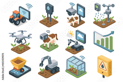 Sensor pest vector management dispenser agriculture telepresence icon irrigation remote weather crop