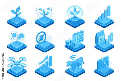 Drone livestock tracking holograms holographic vector icon plan farm overlay smart tracker