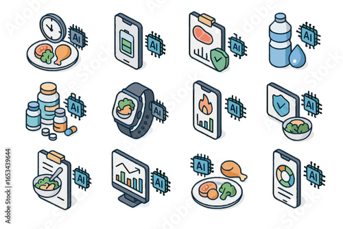 Vector planner nutrition timing estimator ai meal icon smart balance nutrient
