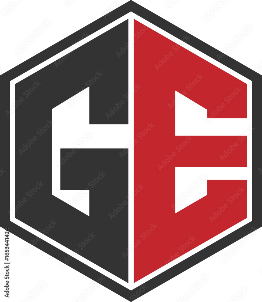 Obraz premium GE logo design. EG logo design. Polygon GE logo design. Brand, Branding, Unique logo design. Minimalist logo design. 