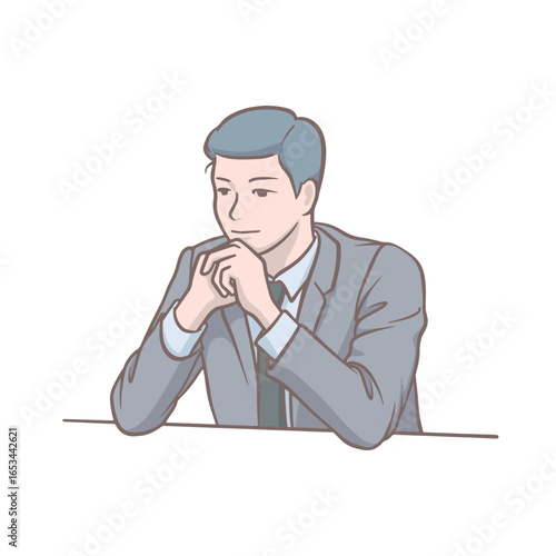 A competent office worker (ceo) sitting at the table