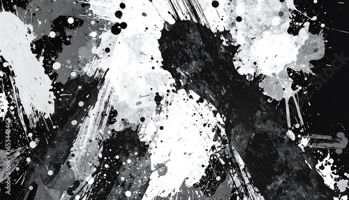 Abstract grayscale paint splatter