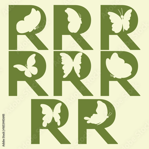 Butterfly  Creative R letter logo design icon