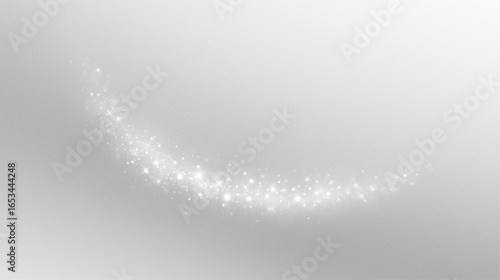 Sparkle particles drift like stardust dust in a glowing flow. A radiant trail shimmers across the festive sky.