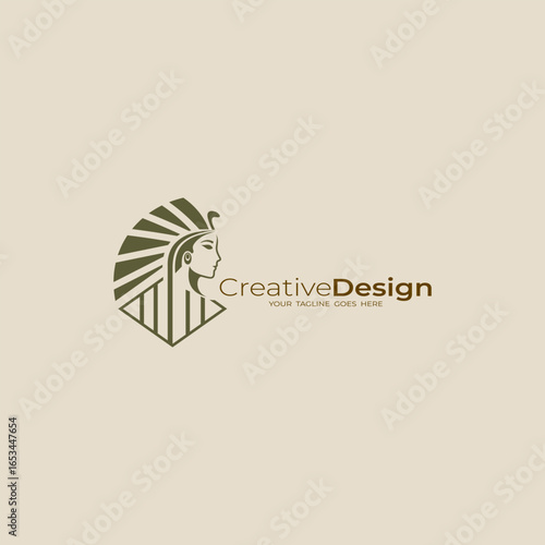 Queen Cleopatra logo with lines, simple design
