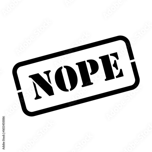 Nope in stencil lettering as an isolated rubber stamp vector