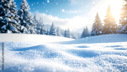 Wallpaper Mural Snowy mountain landscape, winter scene Torontodigital.ca