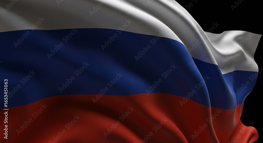 Naklejka premium Waving national flag of Russia, a patriotic symbol of the country in the wind