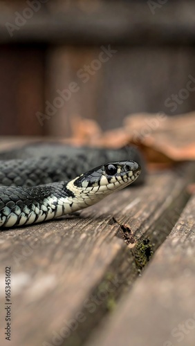 Close-up of a snake on wood