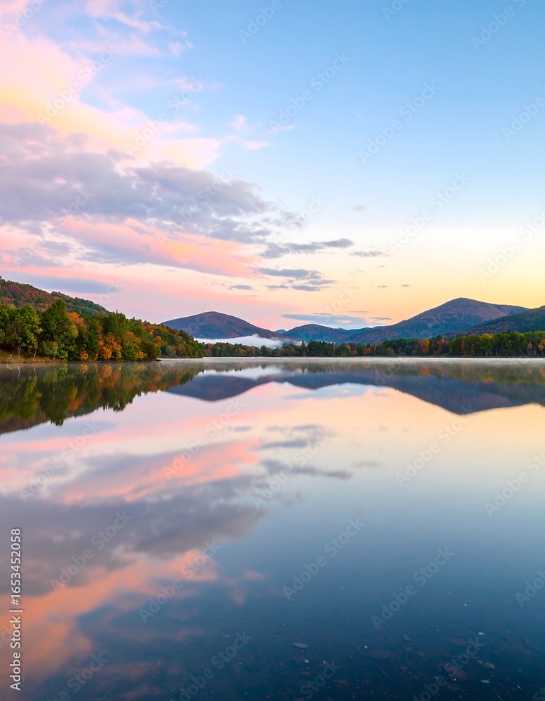 Fototapeta premium Calm lake sunrise reflections