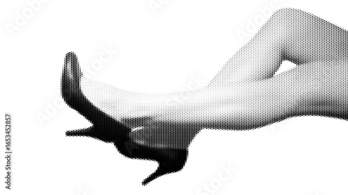Halftone Stipple Effect Illustration of Elegant High Heels and Female Legs in Retro Aesthetic