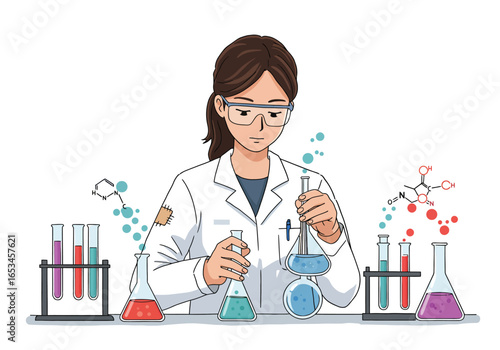 Scientist Working with Chemical Solutions in Laboratory.