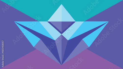 Abstract Geometric Crystal Shape With Teal Purple Blue Color Palette vector illustration transparency background
