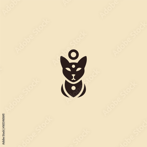 Bastet silhouette logo in elegant and simple minimalist design.