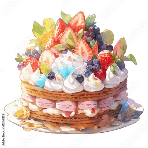cake with berries