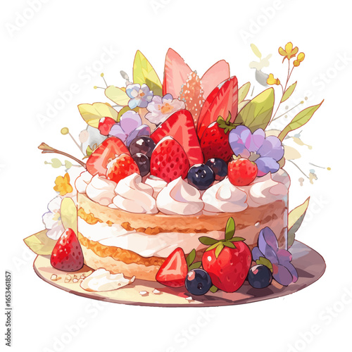 cake with berries