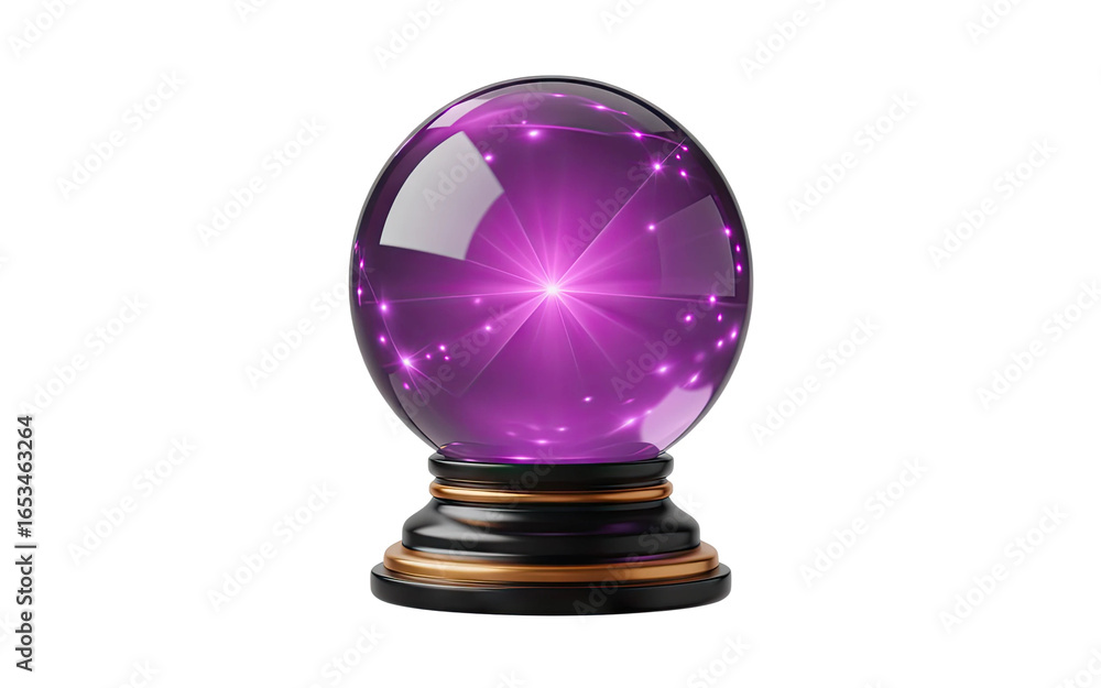 Mystical glowing purple crystal ball with radiant light and bokeh, predicting future. Mystical glowing purple crystal ball with radiant light and bokeh, predicting future.