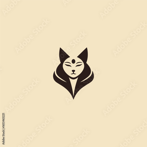 Bastet silhouette logo in elegant and simple minimalist design.