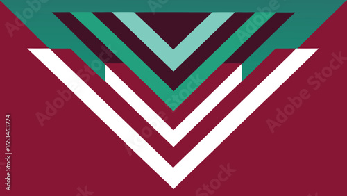 Geometric abstract design with converging lines in teal transparency background white and maroon on a maroon background pattern