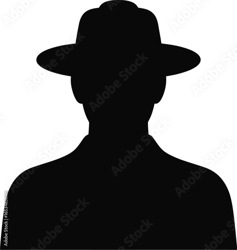 Mysterious man silhouette wearing a hat in dark profile representation a figure of anonymity and intrigue