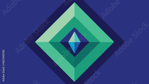 Geometric Diamond Shape With Teal Green And Blue Colors vector illustration transparency background