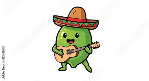 lime musician with guitar transparent background clipart for design